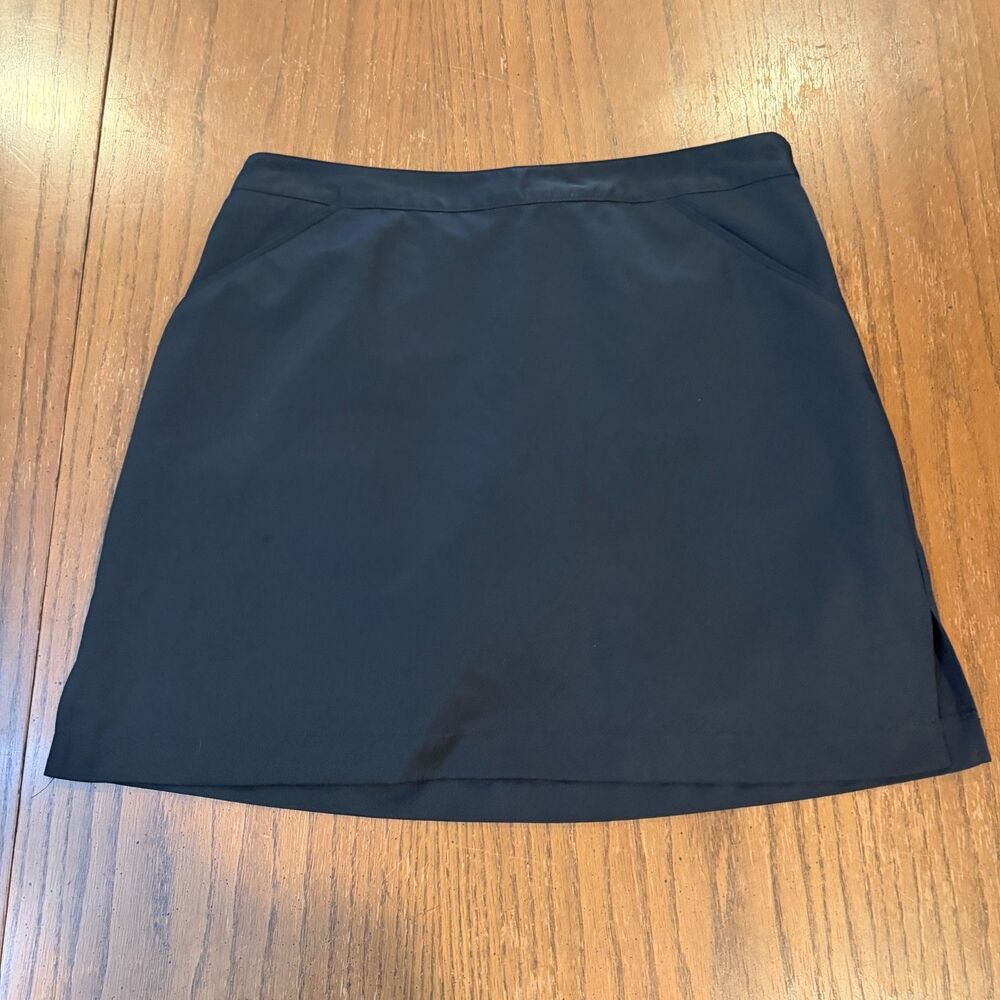 Coral Bay Golf Skort Size 12 Black Side Zip Pockets Tennis Pickleball Preppy